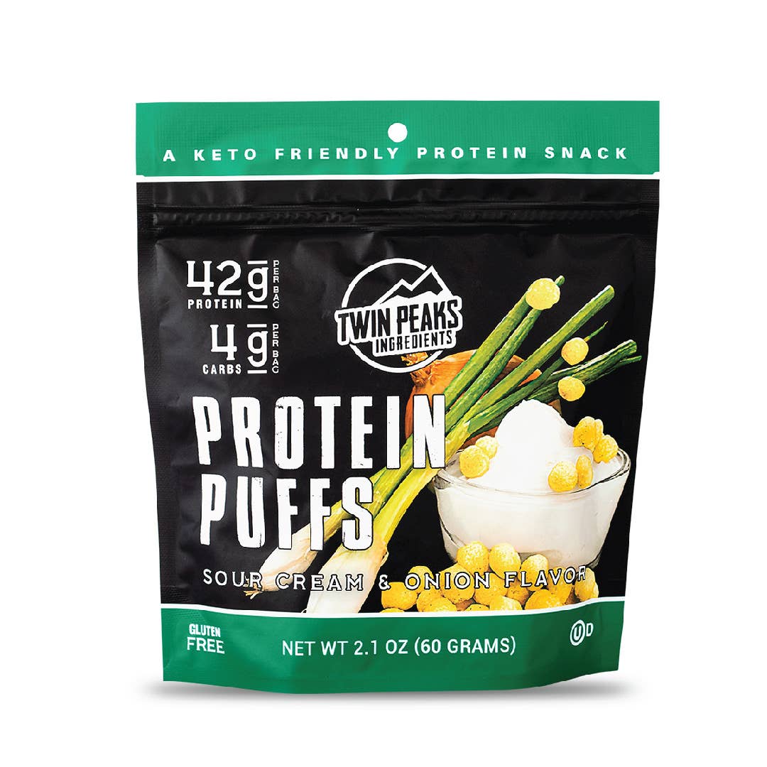 Twin Peaks Ingredients - Protein Puffs - Sour Cream & Onion  2.1 oz (60g)